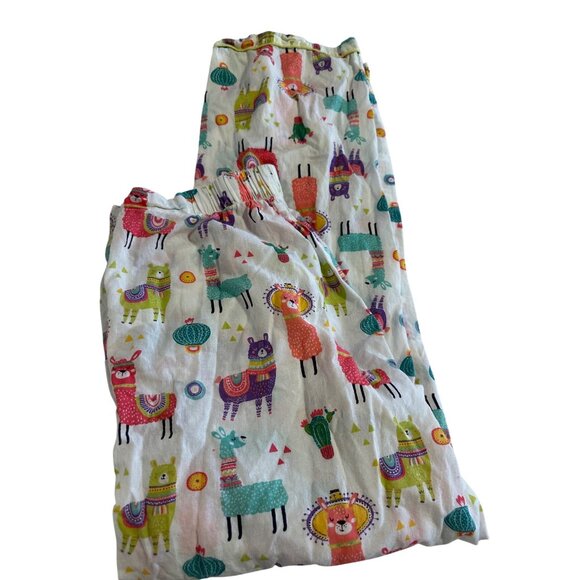 Womens Mahogany Llama Print Drawstring Pajama Set S & llama Plush Cotton lounge - Picture 6 of 10